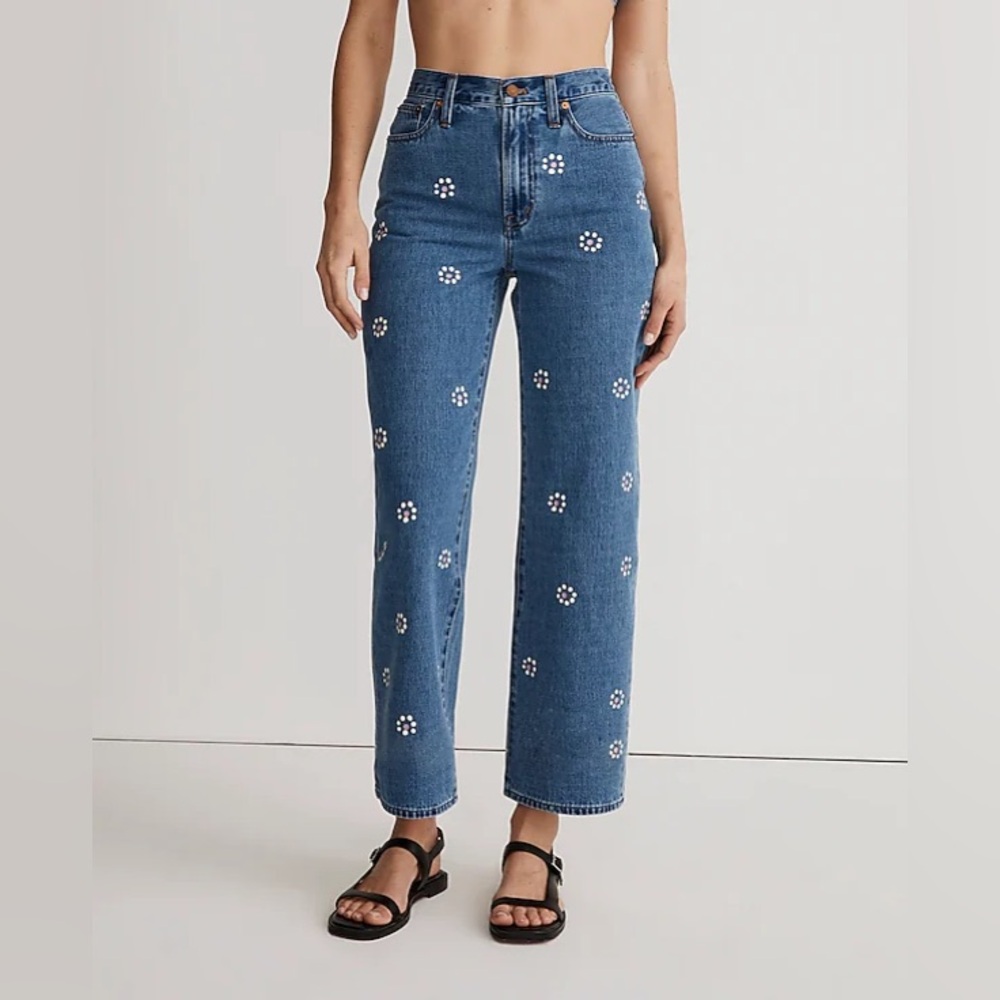 MADEWELL The Perfect Vintage Wide-Leg Crop Jean in Stamped Floral Size 32